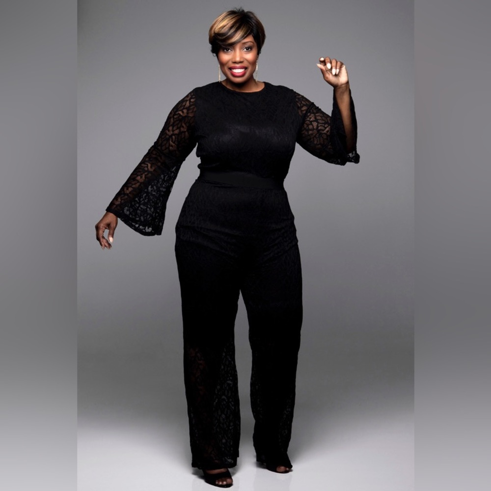 NWT Ashley Stewart Black Lace Jumpsuit